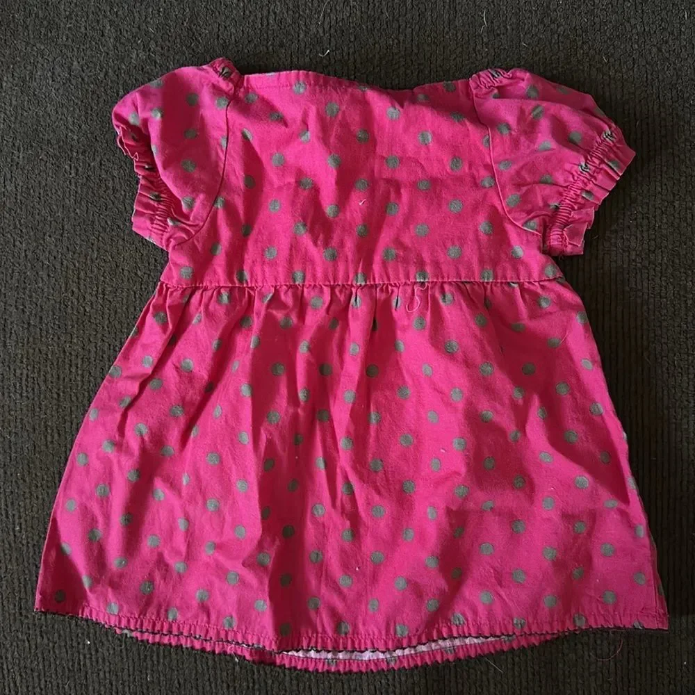 Genuine Kids by OshKosh B'gosh Girls Pink Polka Dot Blouse Size 12M Baby Top